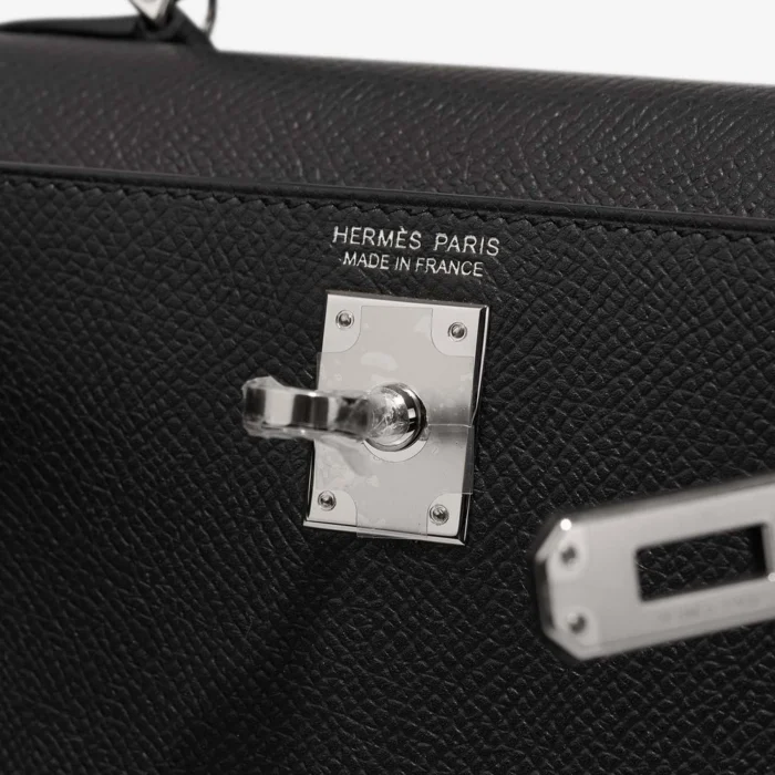 Artisan-Grade Hermès Dupes Mini Kelly Epsom Black PHW - Replica Handbags - Image 6