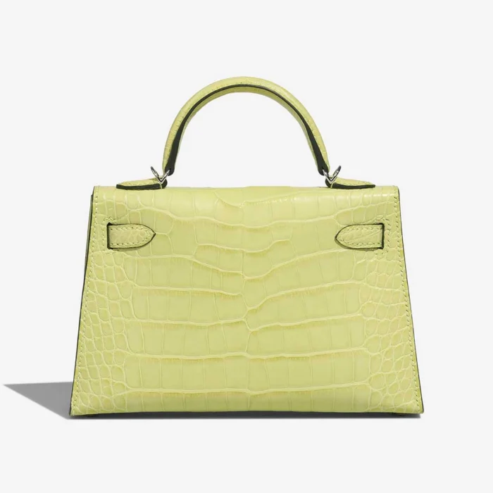Artisan-Grade Hermès Dupes Mini Kelly Matte Alligator Jaune Bourgeon PHW - Replica Handbags - Image 2