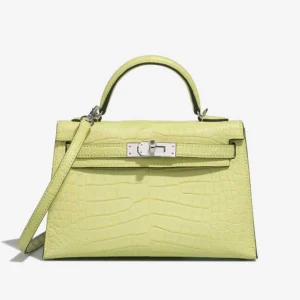 Artisan-Grade Hermès Dupes Mini Kelly Matte Alligator Jaune Bourgeon PHW - Replica Handbags