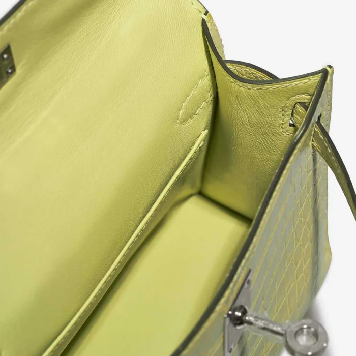 Artisan-Grade Hermès Dupes Mini Kelly Matte Alligator Jaune Bourgeon PHW - Replica Handbags - Image 5