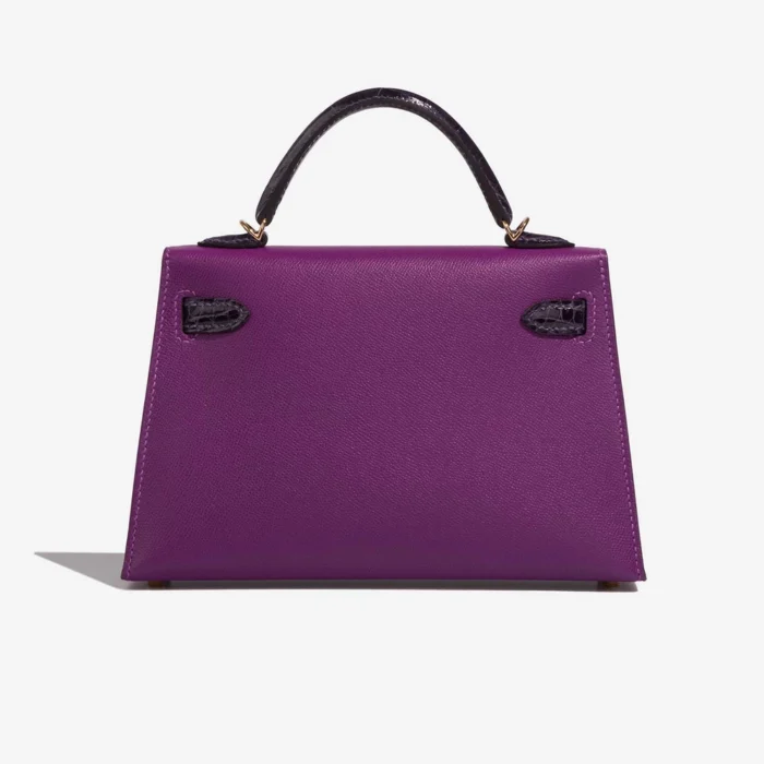 Artisan-Grade Hermès Dupes Mini Kelly Touch Alligator/Veau Madame Amethyst/Anemone PBHW - Replica Handbags - Image 2