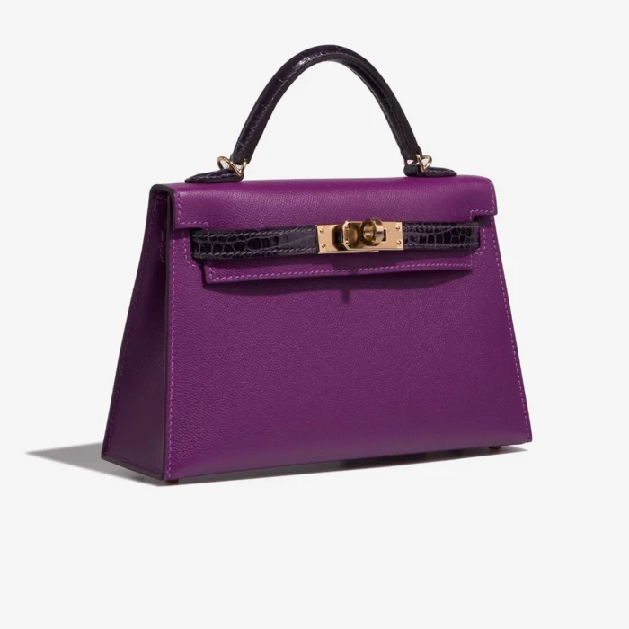 Artisan-Grade Hermès Dupes Mini Kelly Touch Alligator/Veau Madame Amethyst/Anemone PBHW - Replica Handbags - Image 4