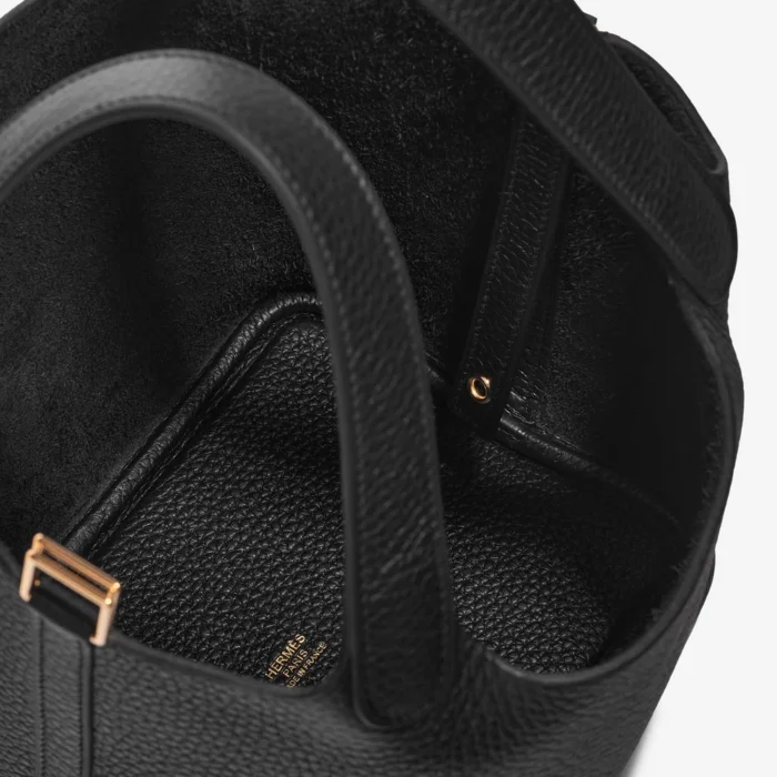 Artisan-Grade Hermès Dupes Picotin 18 Clemence Black GHW - Replica Handbags - Image 6