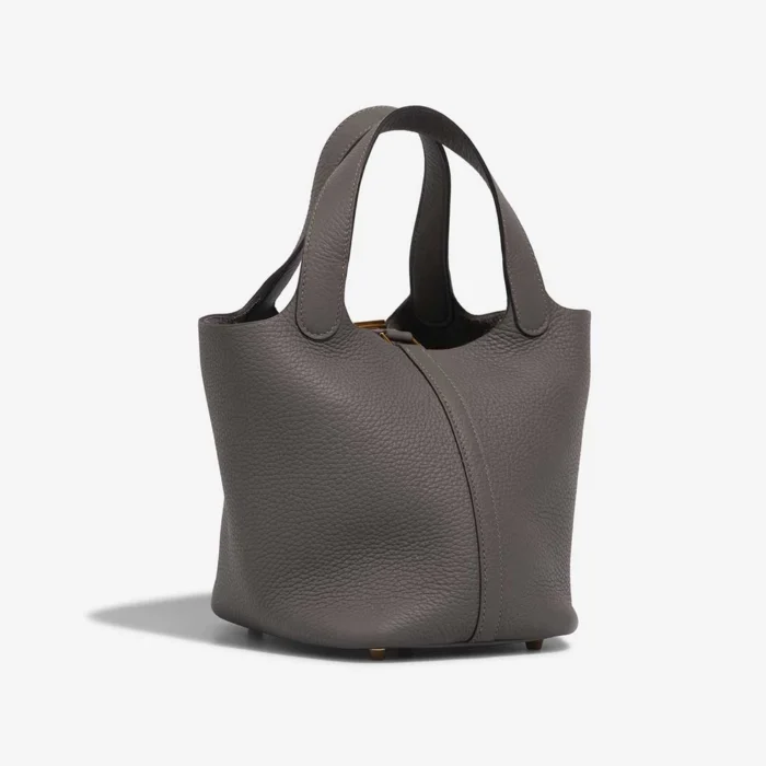 Artisan-Grade Hermès Dupes Picotin 18 Taurillon Clemence Gris Meyer GHW - Replica Handbags - Image 5