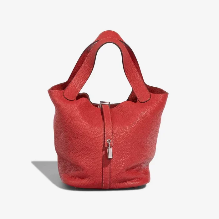 Artisan-Grade Hermès Dupes Picotin 22 Clemence Rouge Duchesse PHW - Replica Handbags