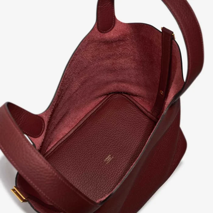 Artisan-Grade Hermès Dupes Picotin 22 Taurillon Clemence Rouge H GHW - Replica Handbags - Image 7