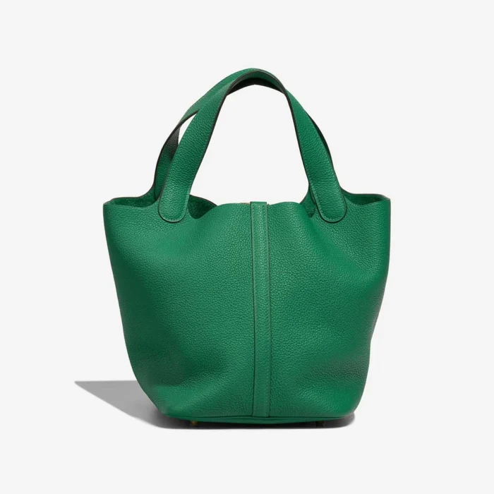 Artisan-Grade Hermès Dupes Picotin 22 Taurillon Clemence Vert Jade GHW - Replica Handbags - Image 3