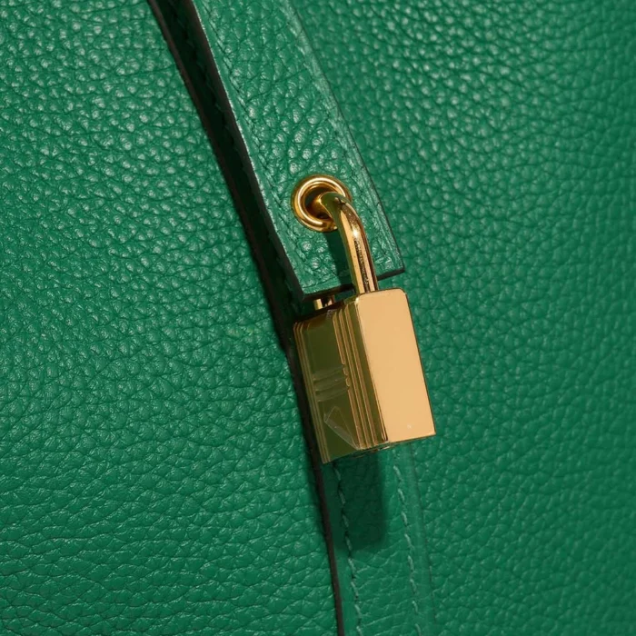 Artisan-Grade Hermès Dupes Picotin 22 Taurillon Clemence Vert Jade GHW - Replica Handbags - Image 6