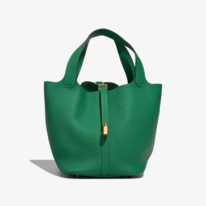 Artisan-Grade Hermès Dupes Picotin 22 Taurillon Clemence Vert Jade GHW - Replica Handbags