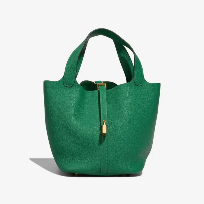 Artisan-Grade Hermès Dupes Picotin 22 Taurillon Clemence Vert Jade GHW - Replica Handbags