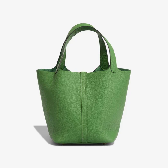 Artisan-Grade Hermès Dupes Picotin 22 Taurillon Clemence Vert Yucca GHW - Replica Handbags - Image 3