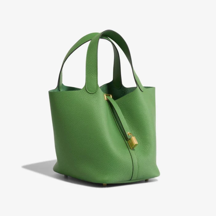 Artisan-Grade Hermès Dupes Picotin 22 Taurillon Clemence Vert Yucca GHW - Replica Handbags - Image 5