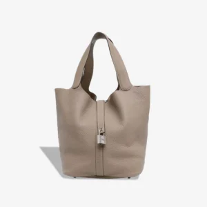 Artisan-Grade Hermès Dupes Picotin 26 Clemence Gris Tourterelle PHW - Replica Handbags