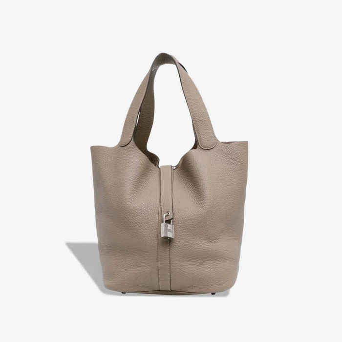 Artisan-Grade Hermès Dupes Picotin 26 Clemence Gris Tourterelle PHW - Replica Handbags