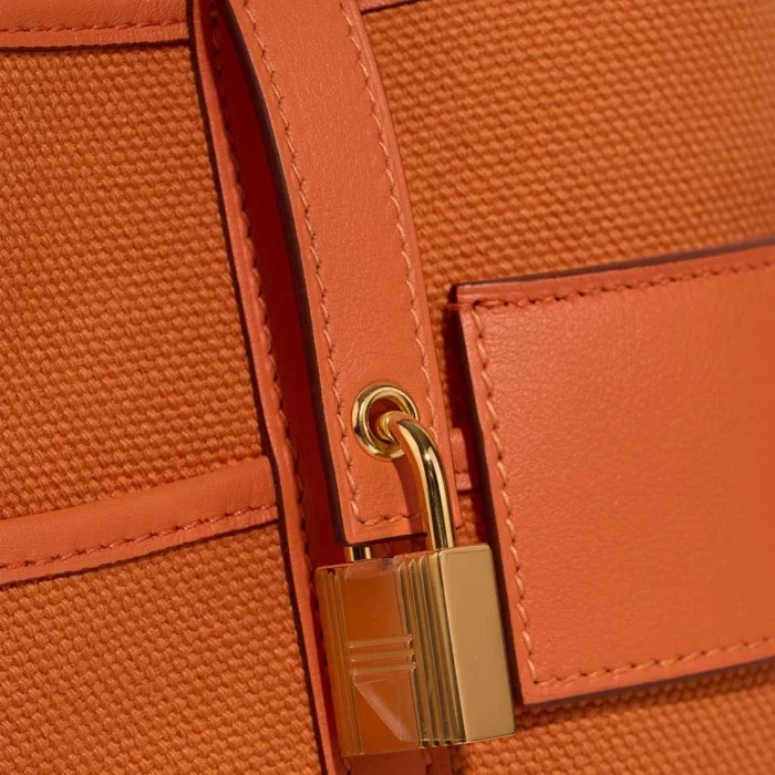 Artisan-Grade Hermès Dupes Picotin Cargo 18 Toile Goeland/Swift Orange GHW - Replica Handbags - Image 6