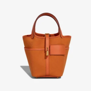 Artisan-Grade Hermès Dupes Picotin Cargo 18 Toile Goeland/Swift Orange GHW - Replica Handbags