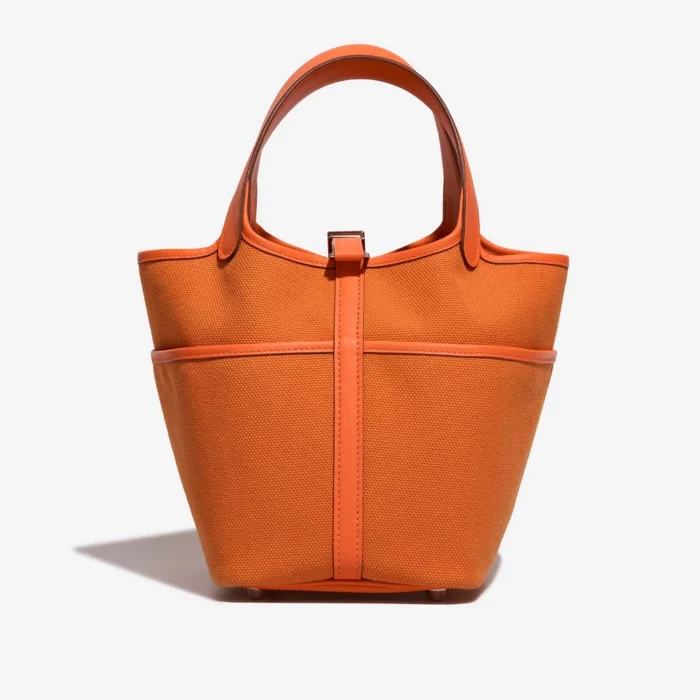 Artisan-Grade Hermès Dupes Picotin Cargo 18 Toile Goeland/Swift Orange Minium PHW - Replica Handbags - Image 3