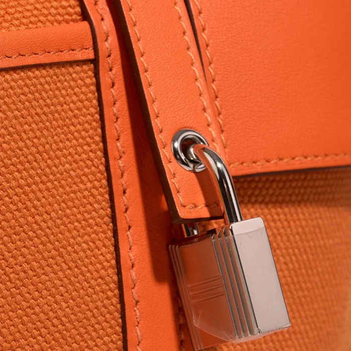 Artisan-Grade Hermès Dupes Picotin Cargo 18 Toile Goeland/Swift Orange Minium PHW - Replica Handbags - Image 7