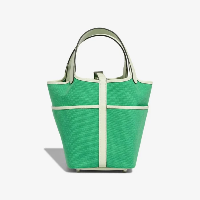 Artisan-Grade Hermès Dupes Picotin Cargo 18 Toile Goeland/Swift Vert Comics/Vert Fizz PHW - Replica Handbags - Image 3