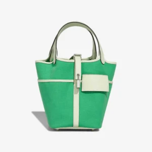 Artisan-Grade Hermès Dupes Picotin Cargo 18 Toile Goeland/Swift Vert Comics/Vert Fizz PHW - Replica Handbags