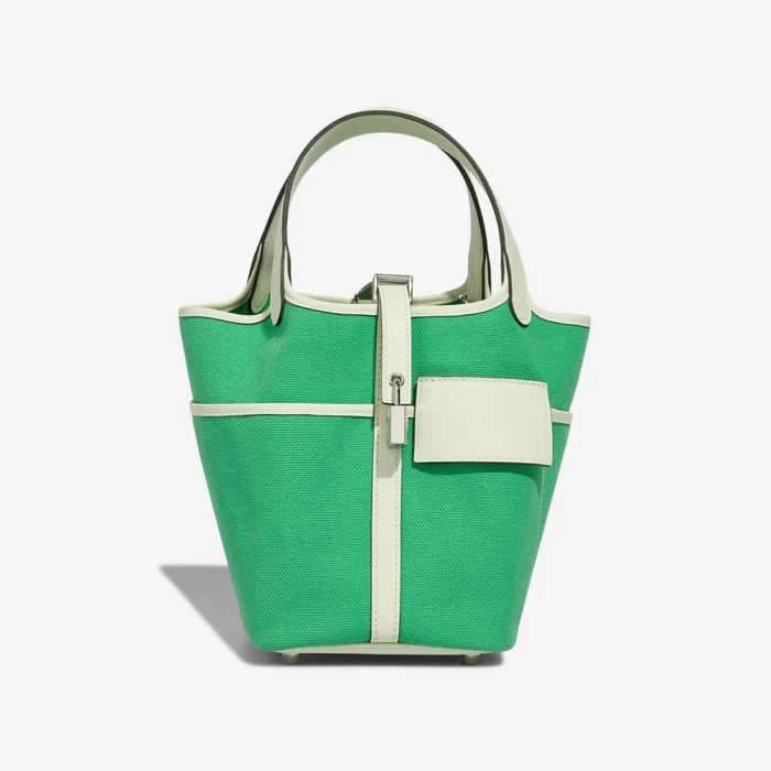 Artisan-Grade Hermès Dupes Picotin Cargo 18 Toile Goeland/Swift Vert Comics/Vert Fizz PHW - Replica Handbags
