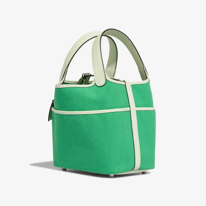 Artisan-Grade Hermès Dupes Picotin Cargo 18 Toile Goeland/Swift Vert Comics/Vert Fizz PHW - Replica Handbags - Image 5