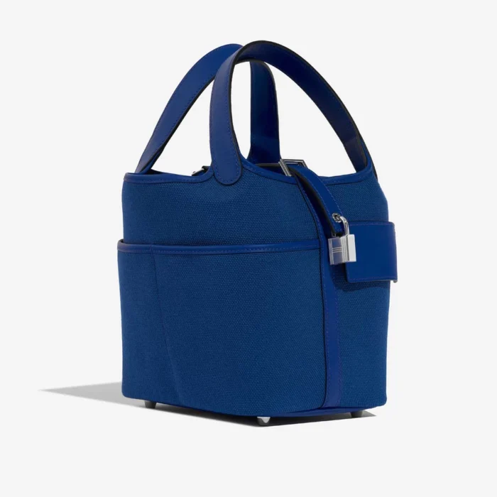 Artisan-Grade Hermès Dupes Picotin Cargo 18 Toile/Swift Blue Royal/Blue Egee PHW - Replica Handbags - Image 5