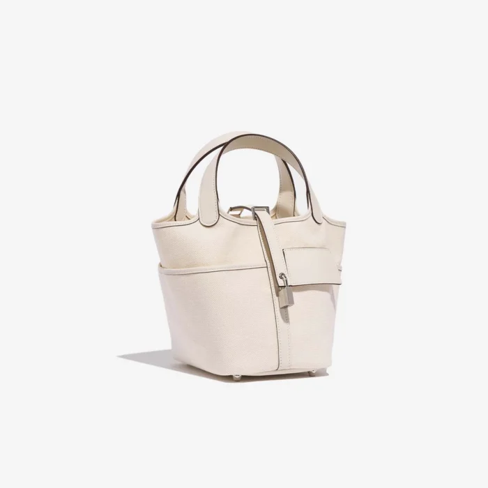 Artisan-Grade Hermès Dupes Picotin Cargo 18 Toile/Swift Nata/Ecru PHW - Replica Handbags - Image 5