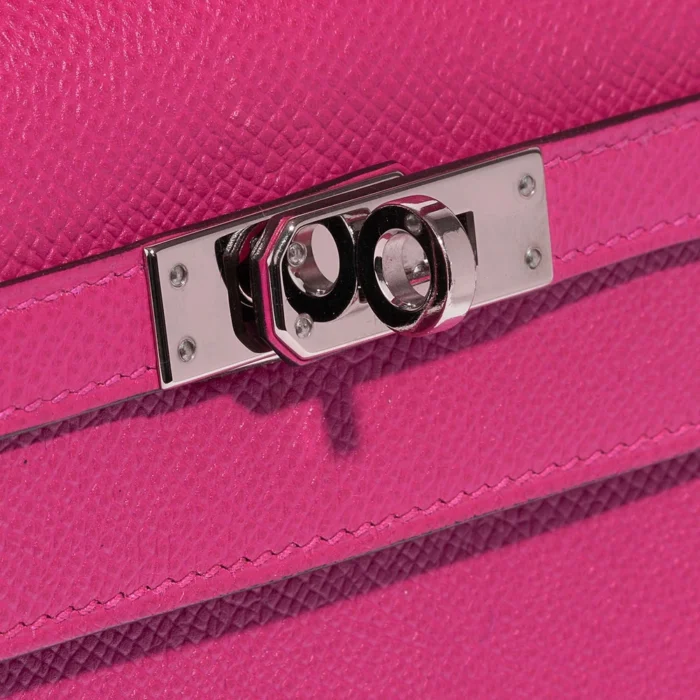 Artisan-Grade Hermès Kelly 25 Epsom Rose Pourpre PHW - Replica Handbags - Image 6
