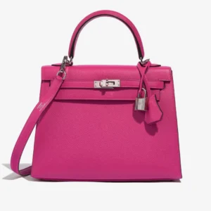 Artisan-Grade Hermès Kelly 25 Epsom Rose Pourpre PHW Replica
