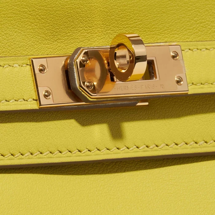 Artisan-Grade Hermès Kelly 25 Swift Lime GHW - Replica Handbags - Image 7