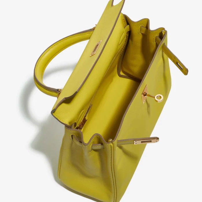 Artisan-Grade Hermès Kelly 25 Swift Lime GHW - Replica Handbags - Image 5