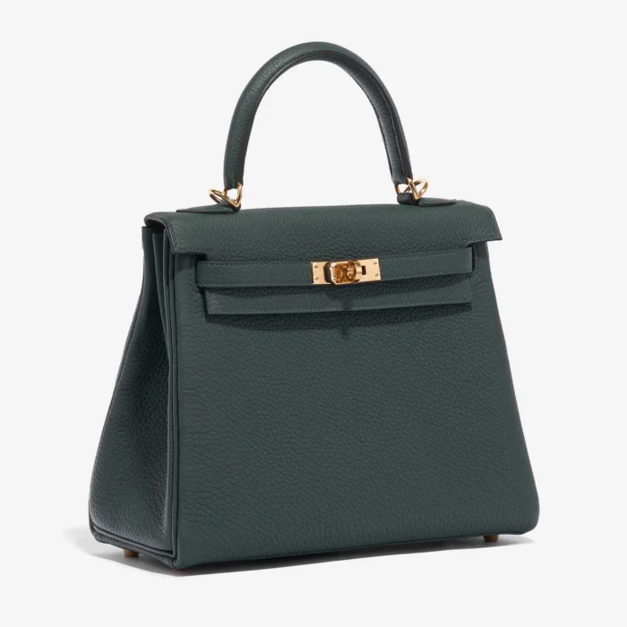 Artisan-Grade Hermès Kelly 25 Togo Vert Cypress GHW - Replica Handbags - Image 4