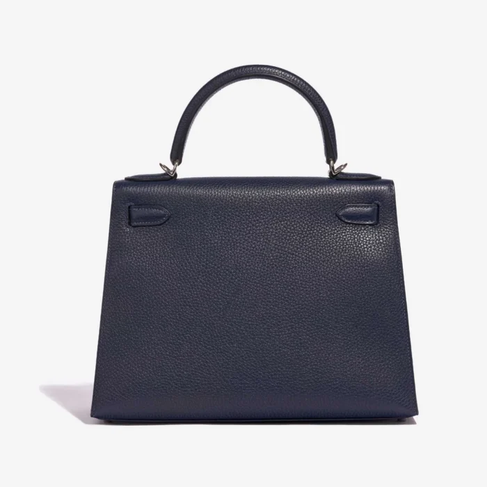 Artisan-Grade Hermès Kelly 28 Lettre R Clemence/Tadelakt Blue Nuit/Blue Brighton/Terre Battue PHW - Replica Handbags - Image 2