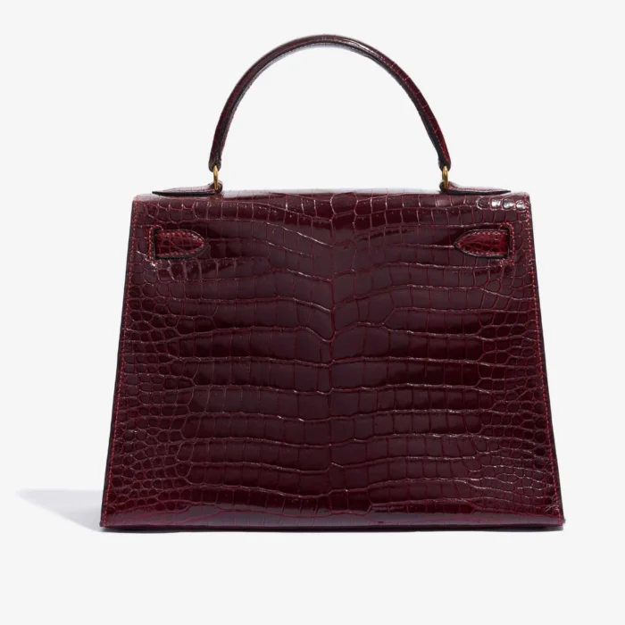 Artisan-Grade Hermès Kelly 28 Porosus Crocodile Bordeaux GHW - Replica Handbags - Image 2