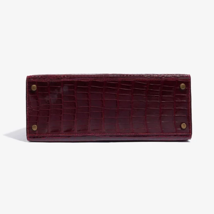 Artisan-Grade Hermès Kelly 28 Porosus Crocodile Bordeaux GHW - Replica Handbags - Image 3