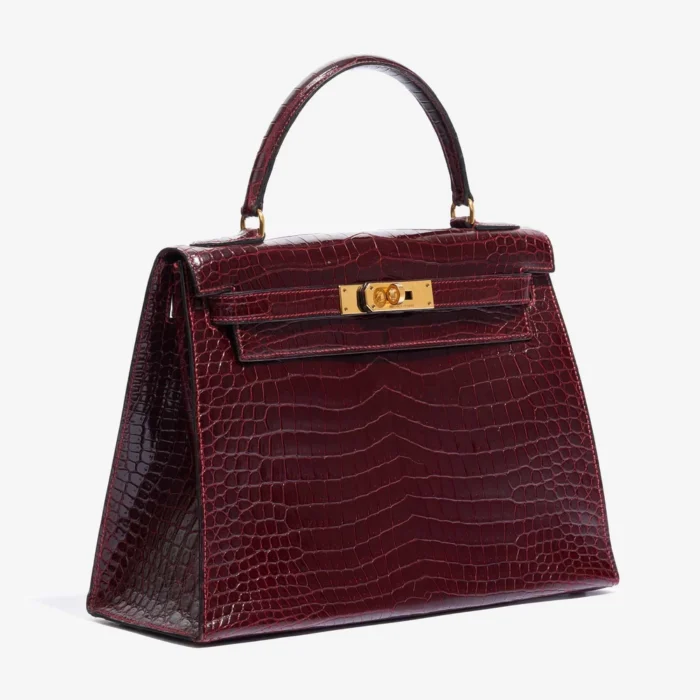 Artisan-Grade Hermès Kelly 28 Porosus Crocodile Bordeaux GHW - Replica Handbags - Image 4