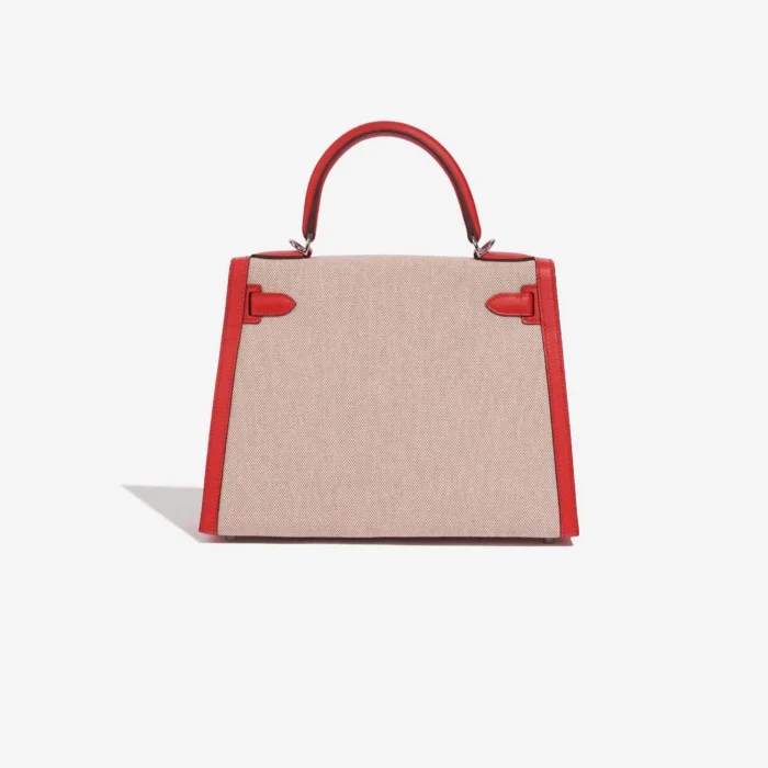 Artisan-Grade Hermès Kelly 28 Toile H/Swift Rouge Tomate/Ecru/Gold PHW - Replica Handbags - Image 2