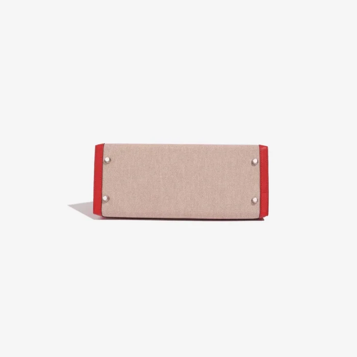 Artisan-Grade Hermès Kelly 28 Toile H/Swift Rouge Tomate/Ecru/Gold PHW - Replica Handbags - Image 3