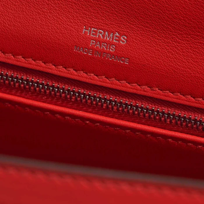 Artisan-Grade Hermès Kelly 28 Toile H/Swift Rouge Tomate/Ecru/Gold PHW - Replica Handbags - Image 6
