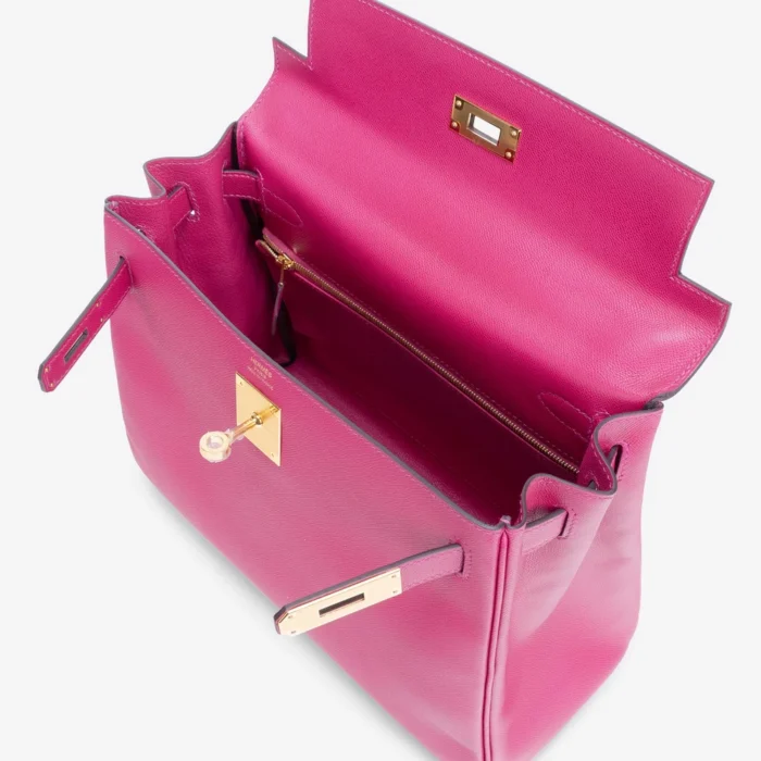 Artisan-Grade Hermès Kelly 28 Veau Madame Rose Pourpre GHW - DLF - Image 5