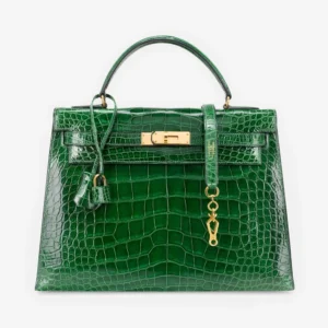 Artisan-Grade Hermès Kelly 32 Alligator Vert Emerald GHW - DLF