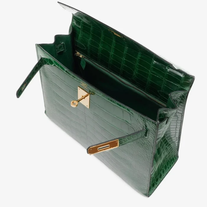 Artisan-Grade Hermès Kelly 32 Alligator Vert Emerald GHW - DLF - Image 4