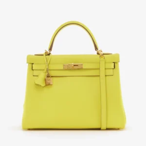 Artisan-Grade Hermès Kelly 32 Evercolor Lime GHW - DLF