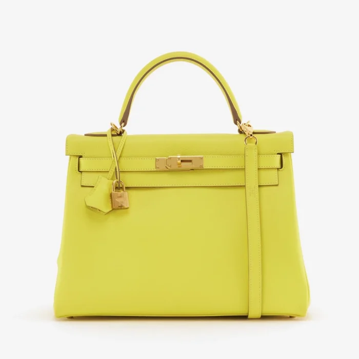 Artisan-Grade Hermès Kelly 32 Evercolor Lime GHW - DLF