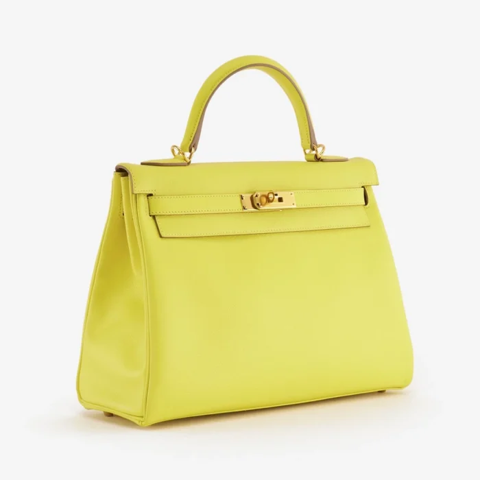 Artisan-Grade Hermès Kelly 32 Evercolor Lime GHW - DLF - Image 4