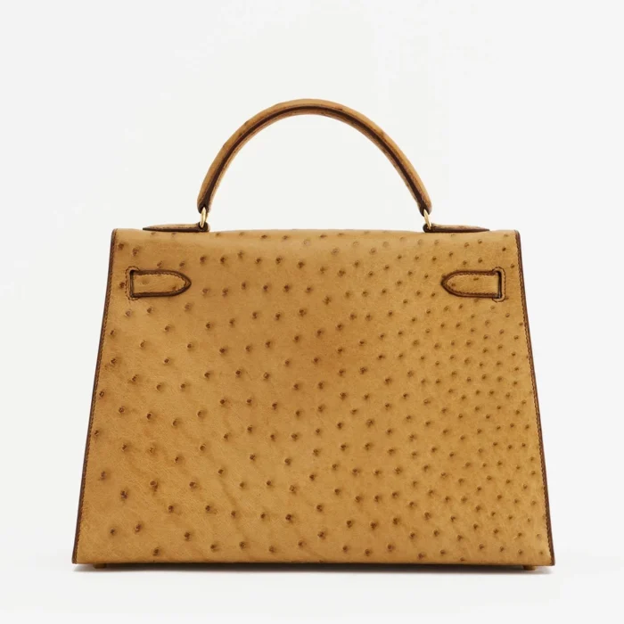 Artisan-Grade Hermès Kelly 32 Ostrich Gold GHW - DLF - Image 2