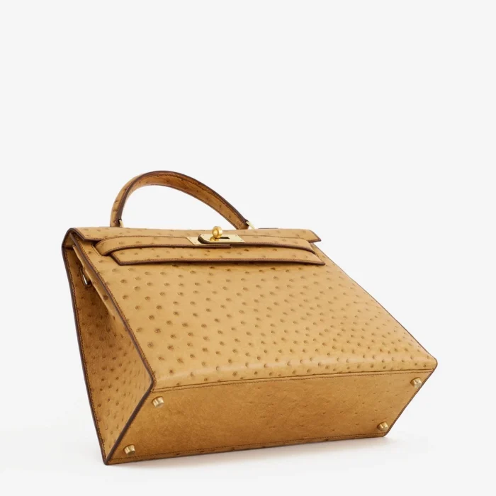 Artisan-Grade Hermès Kelly 32 Ostrich Gold GHW - DLF - Image 3