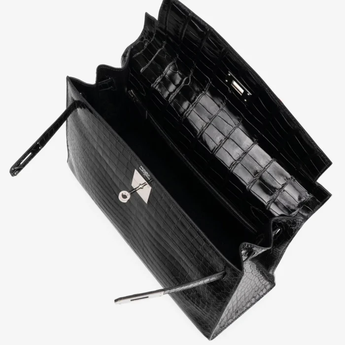 Artisan-Grade Hermès Kelly 32 Porosus Crocodile Lisse Black PHW - DLF - Image 5