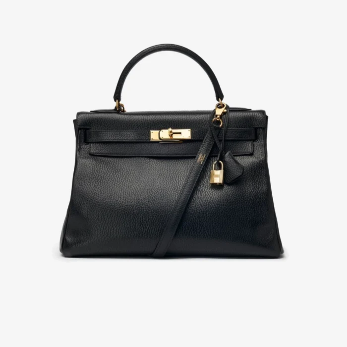 Artisan-Grade Hermès Kelly 32 Vachette Grainee des Ardennes Noir GHW - DLF